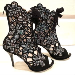 Party sparkle lace ribbon lace up heels!